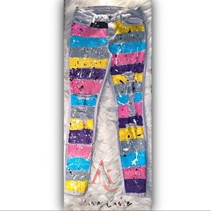 Painted Splattered Jeans💗💙💛